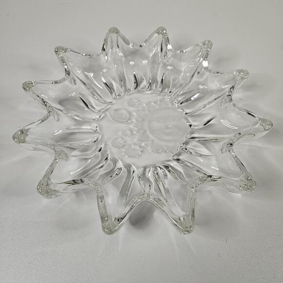 Vintage Heavens Gate Sun Moon Stars Glass Trinket Serving Dish Celestial - Picture 1 of 9
